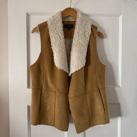 Talbots Jackets & Blazers - TALBOTS Faux Suede Sherling Sherpa Drape Tan Vest Large